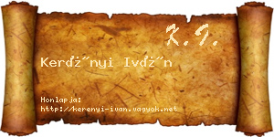 Kerényi Iván névjegykártya